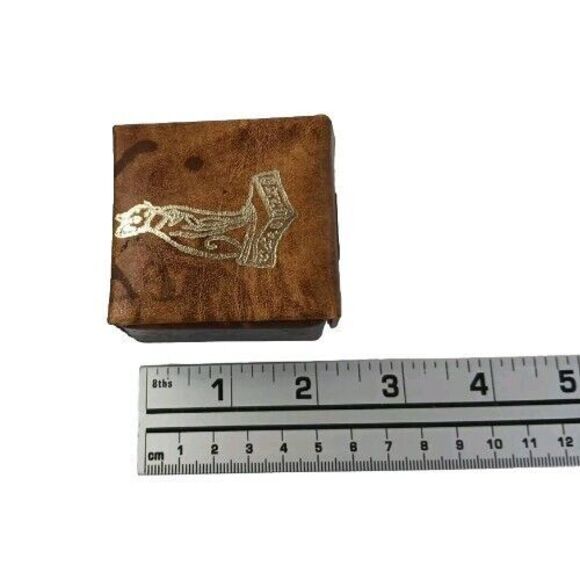 Egyptian Camel Leather Trinket Pill Jewelry Box Pharaoh Brown Cat Bastet 2.5" - Picture 8 of 9